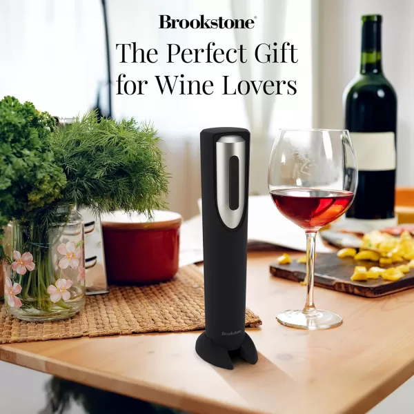 Brookstone Electric Wine Opener ampamp Foil Cutter with Stand Automatic Wine Bottle Opener Battery Operated Corkscrew Opener Kitchen Wine Gifts for Men