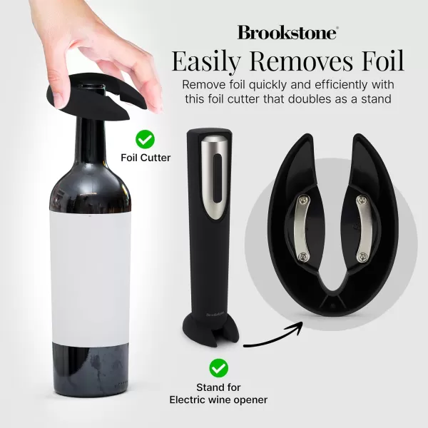 Brookstone Electric Wine Opener ampamp Foil Cutter with Stand Automatic Wine Bottle Opener Battery Operated Corkscrew Opener Kitchen Wine Gifts for Men