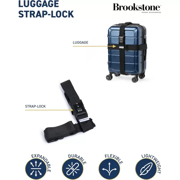 Brookstone Luggage Strap  2in1 Cross Luggage Suitcase Belt with Buckle and TSAApproved Keyless 3Digit Combination Lock Size One Size BlueBlack