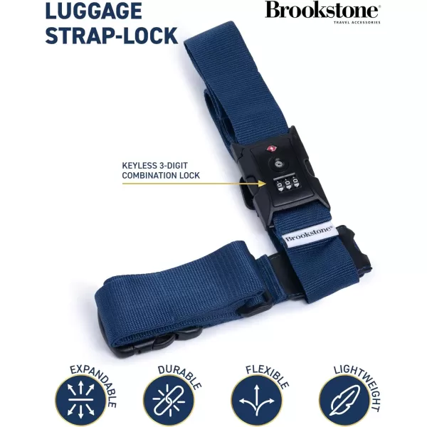 Brookstone Luggage Strap  2in1 Cross Luggage Suitcase Belt with Buckle and TSAApproved Keyless 3Digit Combination Lock Size One Size BlueBlue