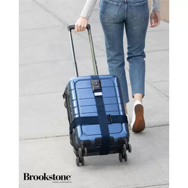 Brookstone Luggage Strap  2in1 Cross Luggage Suitcase Belt with Buckle and TSAApproved Keyless 3Digit Combination Lock Size One Size BlueBlue