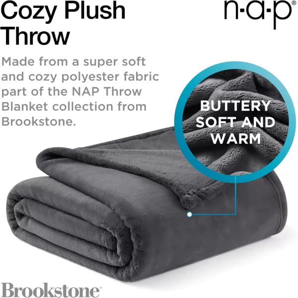 Brookstone Nap Plush Throw Blanket for Couch  Warm ampamp Super Soft Blanket with Unmatched Heavy Dense and UltraComfy Throw  Luxurious Drape for Mom Cozying Up on a Sofa Chair  BlueSilver