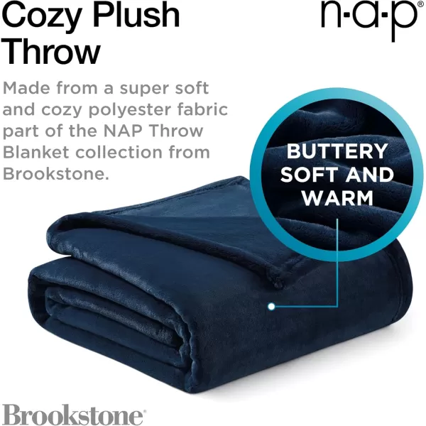 Brookstone Nap Plush Throw Blanket for Couch  Warm ampamp Super Soft Blanket with Unmatched Heavy Dense and UltraComfy Throw  Luxurious Drape for Mom Cozying Up on a Sofa Chair  BlueBlue