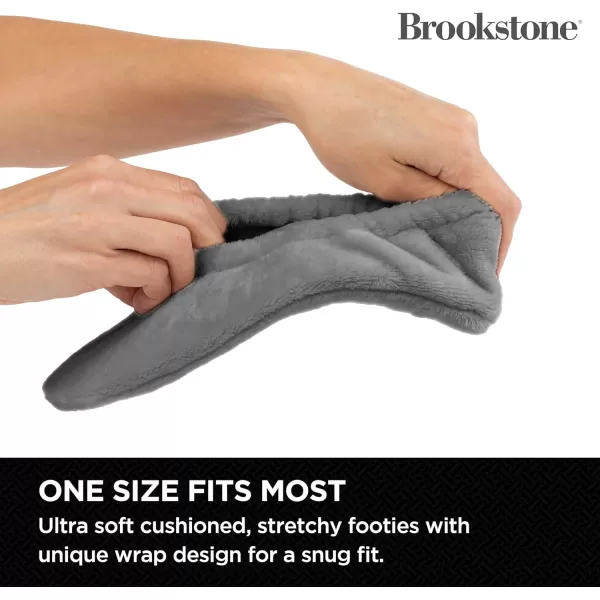 Brookstone Plush Footies  Slippers with Memory Foam Insole  UltraSoft Sherpa Footies for Indoor Wear NonSkid Sole OneSizeFitsMost Machine Washable Slippers for Women  Gift for MomPlush  Charcoal