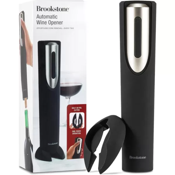 Brookstone Electric Wine Opener ampamp Foil Cutter with Stand Automatic Wine Bottle Opener Battery Operated Corkscrew Opener Kitchen Wine Gifts for Men