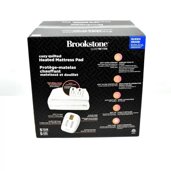 Brookstone 10 Heat Settings Cozy Quilted Heated Mattress Pad with Dual Controllers Size QueenBrookstone 10 Heat Settings Cozy Quilted Heated Mattress Pad with Dual Controllers Size Queen