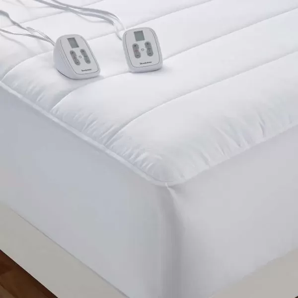 Brookstone 10 Heat Settings Cozy Quilted Heated Mattress Pad with Dual Controllers Size QueenBrookstone 10 Heat Settings Cozy Quilted Heated Mattress Pad with Dual Controllers Size Queen