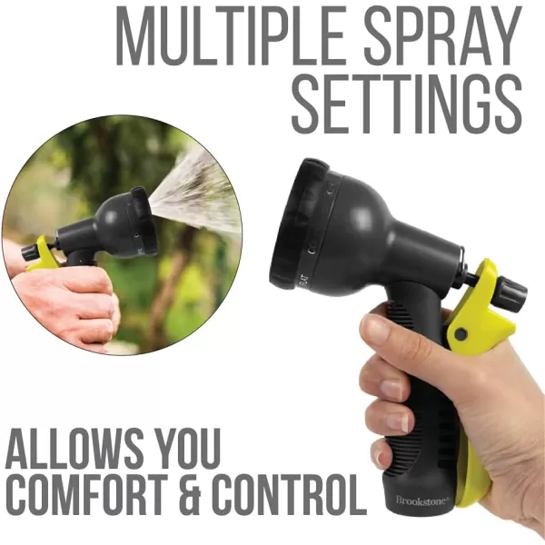 Brookstone 2Piece Garden Hose Nozzle  Features Adjustable 8Mode Spray Hose Nozzle and Pistol Nozzle for Gardening and Car Wash  Yellow2 amp 8 Pattern 2 Pack  Yellow