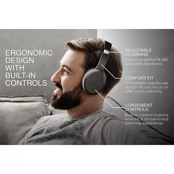 Brookstone AirPhones Wireless RF Over Ear Headphones with Wireless Transmitting AudioCharging Dock 10 Hrs Playtime Deep Bass 40mm Driver Comfortable EarPads for TVs PhonesBrookstone AirPhones Wireless RF Over Ear Headphones with Wireless Transmitting AudioCharging Dock 10 Hrs Playtime Deep Bass 40mm Driver Comfortable EarPads for TVs Phones