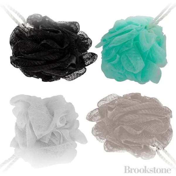 Brookstone BK1699 MultiColoured 4 Pack Soft Shower Loofah Sponge Gentle Body Scrubber for Men and Women MixedBrookstone BK1699 MultiColoured 4 Pack Soft Shower Loofah Sponge Gentle Body Scrubber for Men and Women Mixed