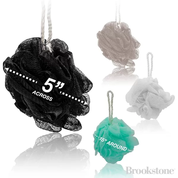 Brookstone BK1699 MultiColoured 4 Pack Soft Shower Loofah Sponge Gentle Body Scrubber for Men and Women MixedBrookstone BK1699 MultiColoured 4 Pack Soft Shower Loofah Sponge Gentle Body Scrubber for Men and Women Mixed