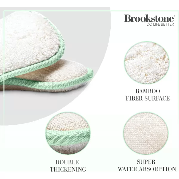 Brookstone Bamboo Body Scrubber 2Pack  Natural Loofah for Exfoliating and Body Wash Ideal Shower and Bath Accessory MintMint