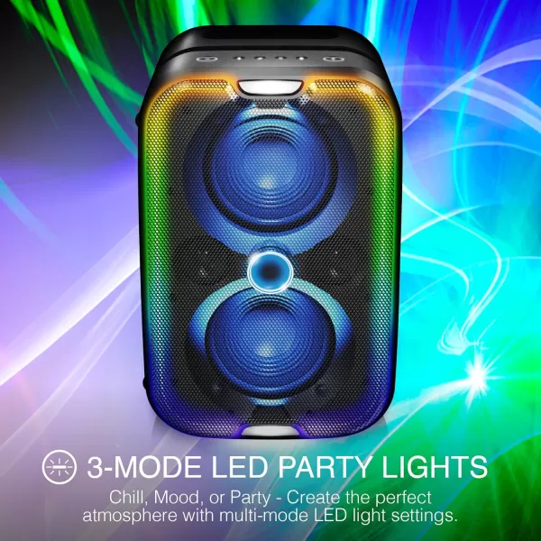 Brookstone Bluetooth Speakers IPX5 Waterproof Outdoor Speaker Portable Bluetooth Speaker with LED Light Show 60 Watt RMS Speaker Wireless Charging Pad for Smartphone Connect Multiple Speakers1 Pack