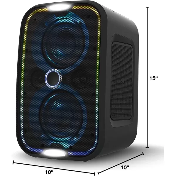 Brookstone Bluetooth Speakers IPX5 Waterproof Outdoor Speaker Portable Bluetooth Speaker with LED Light Show 60 Watt RMS Speaker Wireless Charging Pad for Smartphone Connect Multiple Speakers1 Pack