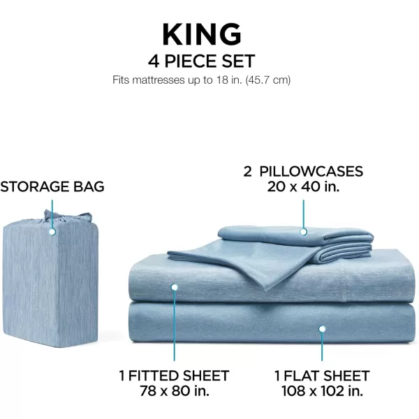 Brookstone Comfort King Sheet Set  Innovative Cooling Sheets for Hot Sleepers  Deep Sleep with Temperature Regulation  4Piece Set of Soft Flat Sheet Fitted Sheet amp Two Pillowcases  Faded DenimBrookstone Comfort King Sheet Set  Innovative Cooling Sheets for Hot Sleepers  Deep Sleep with Temperature Regulation  4Piece Set of Soft Flat Sheet Fitted Sheet amp Two Pillowcases  Faded Denim