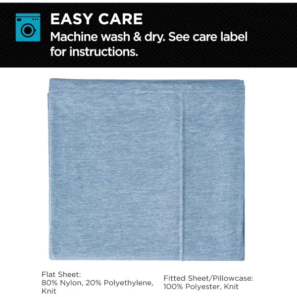 Brookstone Comfort Queen Sheet Set  Innovative Cooling Sheets for Hot Sleepers  Deep Sleep with Temperature Regulation  4Piece Set of Soft Flat Sheet Fitted Sheet amp Two Pillowcases  Faded DenimBrookstone Comfort Queen Sheet Set  Innovative Cooling Sheets for Hot Sleepers  Deep Sleep with Temperature Regulation  4Piece Set of Soft Flat Sheet Fitted Sheet amp Two Pillowcases  Faded Denim