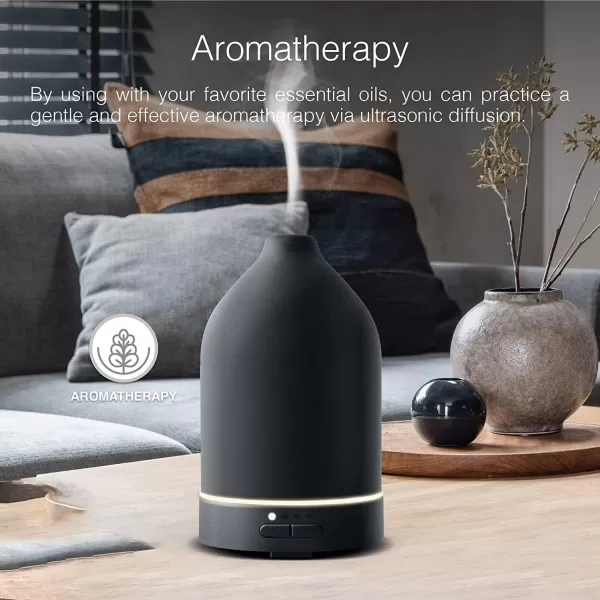 Brookstone Essential Oil Ceramic Diffuser Ripple Ultrasonic Aromatherapy and Relaxation 60ml Oils Diffuser Cool Air Mist Humidifier Relaxing Fragrant Environment for Any Room in Home or OfficeGreen