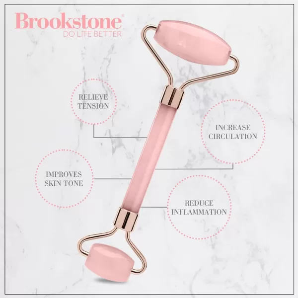 Brookstone Face Roller DualSided Rose Quartz Facial Roller  Skin Care Tool for Facial Massage Gua Sha and RelaxationBrookstone Face Roller DualSided Rose Quartz Facial Roller  Skin Care Tool for Facial Massage Gua Sha and Relaxation