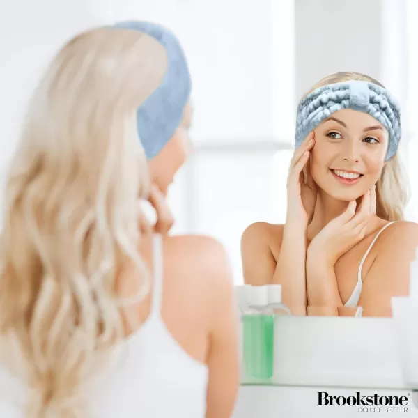 Brookstone Facial Headband  Comfortable Head Band for Skincare Face Washing and Makeup Application MintSky Blue