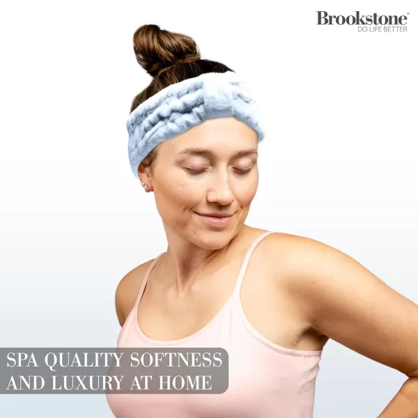 Brookstone Facial Headband  Comfortable Head Band for Skincare Face Washing and Makeup Application MintSky Blue