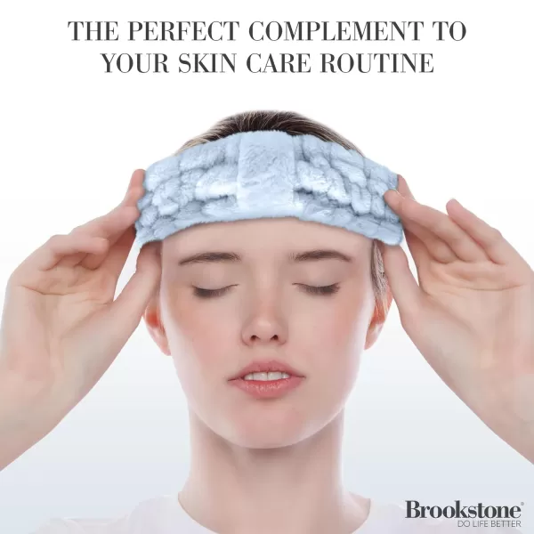 Brookstone Facial Headband  Comfortable Head Band for Skincare Face Washing and Makeup Application MintSky Blue