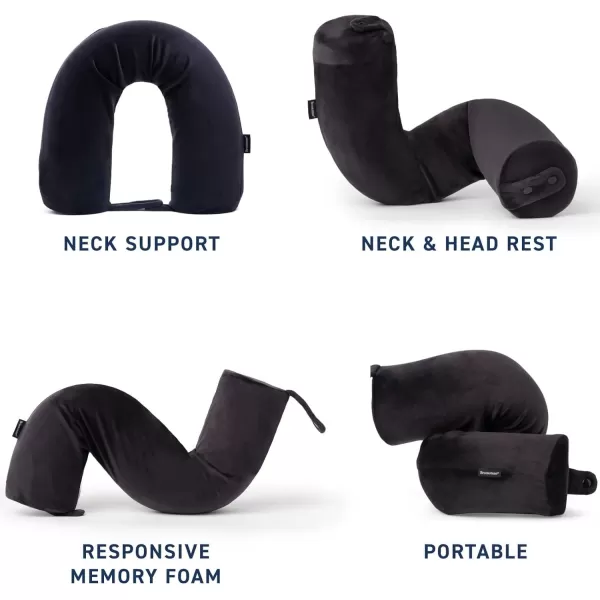 Brookstone FreeForm Memory Foam Twist Travel Pillow Adjustable Roll Pillow for Neck Chin Lumbar and Leg Support BlueBlack