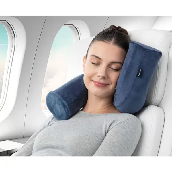 Brookstone FreeForm Memory Foam Twist Travel Pillow Adjustable Roll Pillow for Neck Chin Lumbar and Leg Support BlueBlue