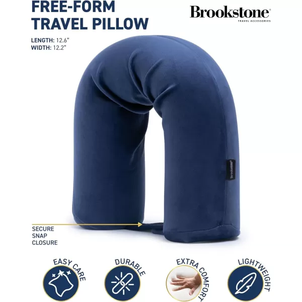 Brookstone FreeForm Memory Foam Twist Travel Pillow Adjustable Roll Pillow for Neck Chin Lumbar and Leg Support BlueBlue