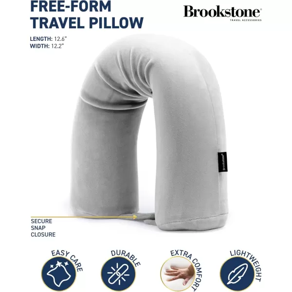 Brookstone FreeForm Memory Foam Twist Travel Pillow Adjustable Roll Pillow for Neck Chin Lumbar and Leg Support BlueGrey