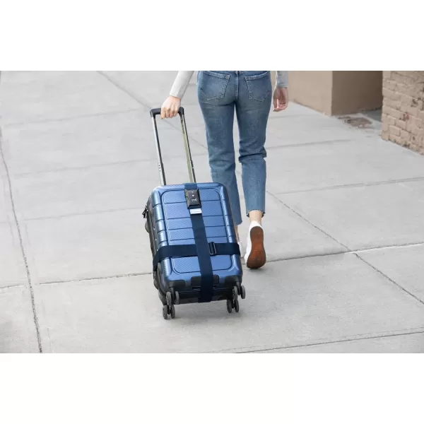 Brookstone Luggage Strap  2in1 Cross Luggage Suitcase Belt with Buckle and TSAApproved Keyless 3Digit Combination Lock Size One Size BlueBlue One Size