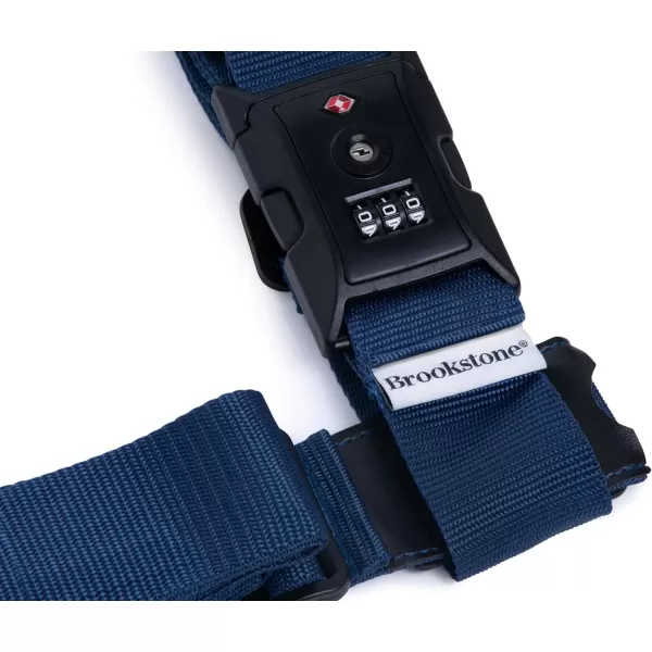 Brookstone Luggage Strap  2in1 Cross Luggage Suitcase Belt with Buckle and TSAApproved Keyless 3Digit Combination Lock Size One Size BlueBlue One Size