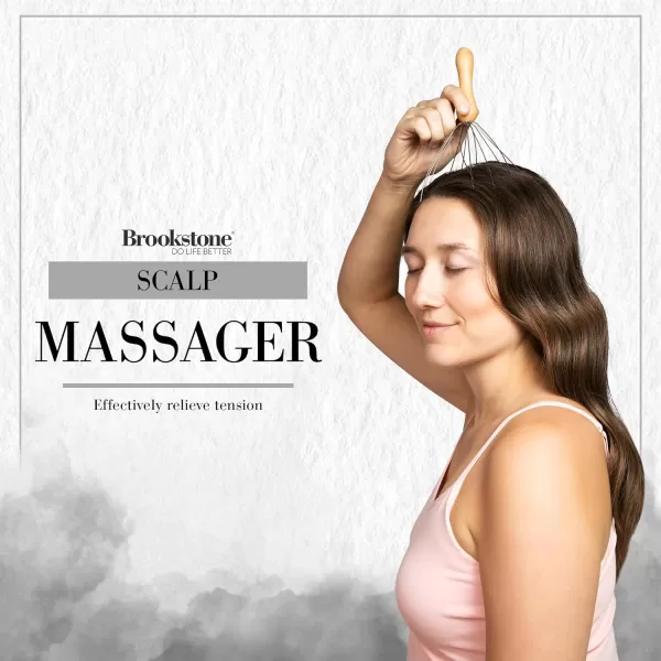 Brookstone Scalp Massager Head Scratcher Massager Whisk Relieve Tension and Stress in Your Head and Scalp BrownOak