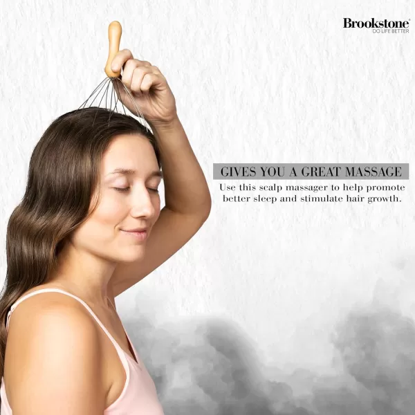 Brookstone Scalp Massager Head Scratcher Massager Whisk Relieve Tension and Stress in Your Head and Scalp BrownOak