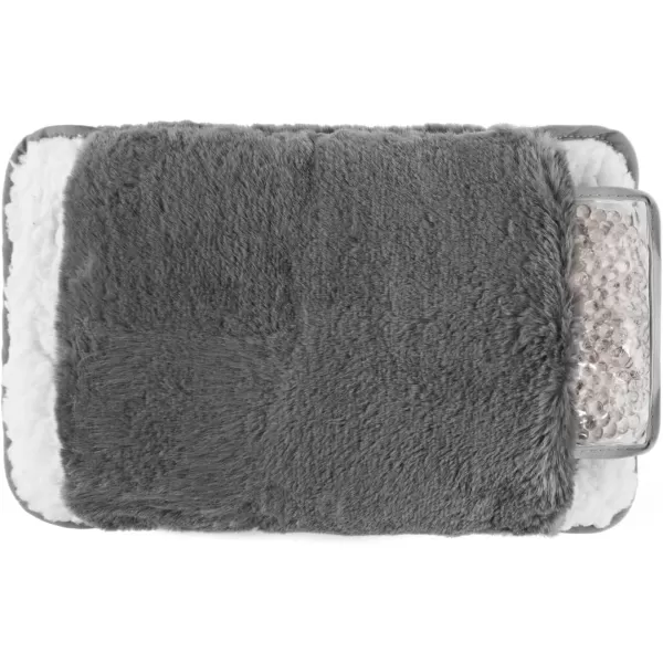 Brookstone Super Soft Faux Fur Snuggly Hand Warmer Muff for Cold Weather Cozy Sherpa Lining Interior Pocket Reusable Microwave Safe Gel Pack for Extra Warmth 12 L x 75 W CharcoalCharcoal Hand Warm