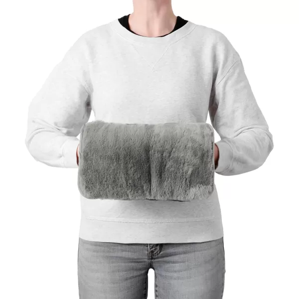 Brookstone Super Soft Faux Fur Snuggly Hand Warmer Muff for Cold Weather Cozy Sherpa Lining Interior Pocket Reusable Microwave Safe Gel Pack for Extra Warmth 12 L x 75 W CharcoalCharcoal Hand Warm