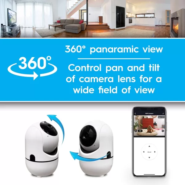 Brookstone Tilt and Pan WiFi Camera White  Smart Home Security System with Night Vision Motion Detector Audio Speaker AndroidiOS App and Live HD Video FeedBrookstone Tilt and Pan WiFi Camera White  Smart Home Security System with Night Vision Motion Detector Audio Speaker AndroidiOS App and Live HD Video Feed