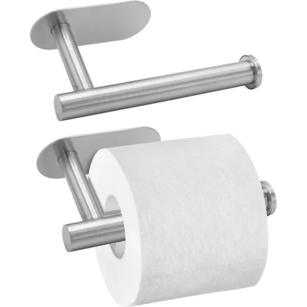 BROOKSTONE  2 Pack SelfAdhesive Toilet Paper Holder Wall Mount Effortless Installation Sleek Modern Look Fits Any Bathroom Decorative Rust Proof Design ChromeChrome