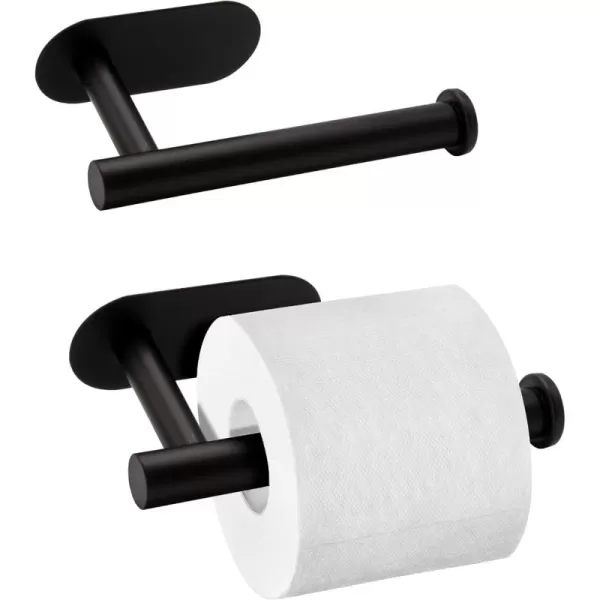 BROOKSTONE  2 Pack SelfAdhesive Toilet Paper Holder Wall Mount Effortless Installation Sleek Modern Look Fits Any Bathroom Decorative Rust Proof Design ChromeBlack