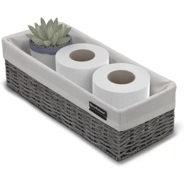 BROOKSTONE Wicker Storage Basket Boho Organization and Storage Bin Over the Toilet Paper Reserve Holder Suitable for Any Dcor Style Perfectly Sized at 14 x 4 x 6