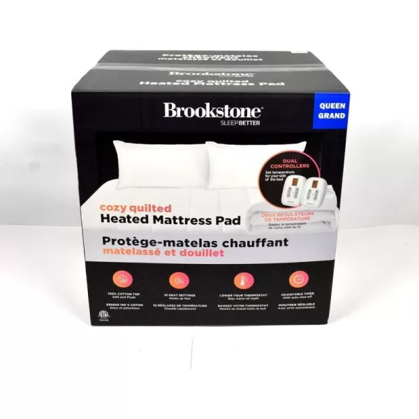 Brookstone 10 Heat Settings Cozy Quilted Heated Mattress Pad with Dual Controllers Size QueenBrookstone 10 Heat Settings Cozy Quilted Heated Mattress Pad with Dual Controllers Size Queen