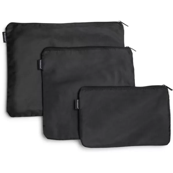 Brookstone 3 Piece Travel Pouch Set Tear Resistant Multi Functional Zipper Ripstop Cosmetic Accessory and Toiletry Pouches OliveBlack One Size