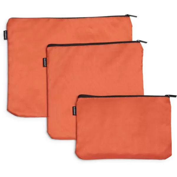 Brookstone 3 Piece Travel Pouch Set Tear Resistant Multi Functional Zipper Ripstop Cosmetic Accessory and Toiletry Pouches OliveOrange One Size