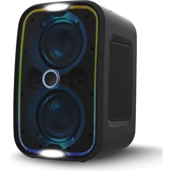 Brookstone Bluetooth Speakers IPX5 Waterproof Outdoor Speaker Portable Bluetooth Speaker with LED Light Show 60 Watt RMS Speaker Wireless Charging Pad for Smartphone Connect Multiple Speakers1 Pack