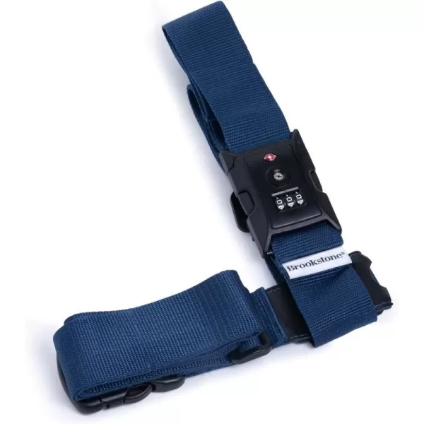 Brookstone Luggage Strap  2in1 Cross Luggage Suitcase Belt with Buckle and TSAApproved Keyless 3Digit Combination Lock Size One Size BlueBlue One Size