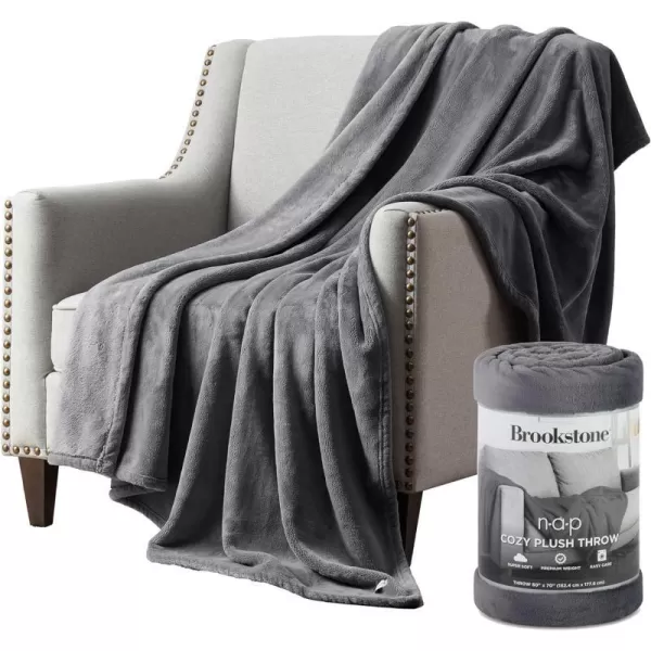 Brookstone Nap Plush Throw Blanket for Couch  Warm amp Super Soft Blanket with Unmatched Heavy Dense and UltraComfy Throw  Luxurious Drape Perfect Cozying Up on a Sofa Chair Anywhere  SilverBrookstone Nap Plush Throw Blanket for Couch  Warm amp Super Soft Blanket with Unmatched Heavy Dense and UltraComfy Throw  Luxurious Drape Perfect Cozying Up on a Sofa Chair Anywhere  Silver