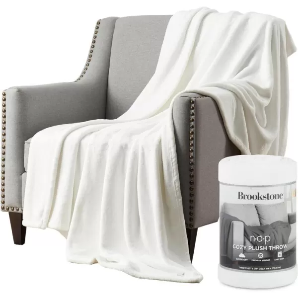 Brookstone Nap Plush Throw Blanket for Couch  Warm amp Super Soft Blanket with Unmatched Heavy Dense and UltraComfy Throw  Luxurious Drape Perfect for Cozying Up on a Sofa Chair Anywhere  WhiteBrookstone Nap Plush Throw Blanket for Couch  Warm amp Super Soft Blanket with Unmatched Heavy Dense and UltraComfy Throw  Luxurious Drape Perfect for Cozying Up on a Sofa Chair Anywhere  White