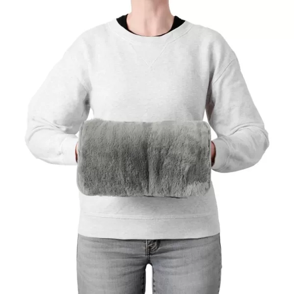 Brookstone Super Soft Faux Fur Snuggly Hand Warmer Muff for Cold Weather Cozy Sherpa Lining Interior Pocket Reusable Microwave Safe Gel Pack for Extra Warmth 12 L x 75 W CharcoalCharcoal Hand Warm