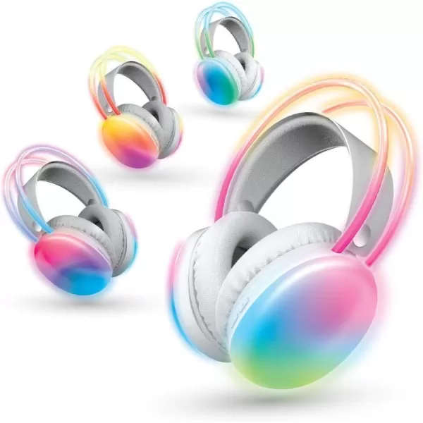 Brookstone Wireless Silent Disco Headphones Multicolor LED Lights Bluetooth 50 Up to 10 Hours of Playtime 8 Pack8 Pack