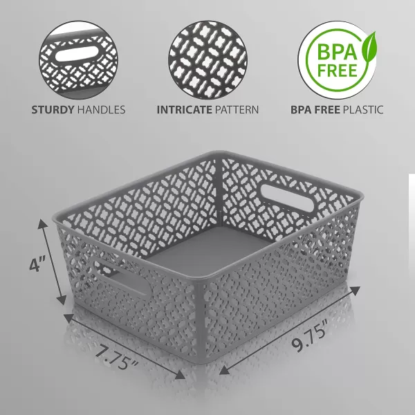 BROOKSTONE  2 Pack Large Storage Baskets with Handles Decorative Woven Pattern Versatile and Stylish Organizers for Home BPA Free Plastic BinsBROOKSTONE  2 Pack Large Storage Baskets with Handles Decorative Woven Pattern Versatile and Stylish Organizers for Home BPA Free Plastic Bins