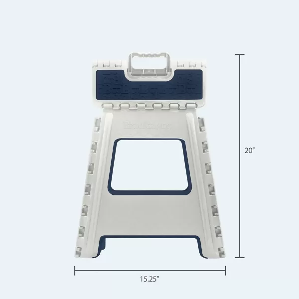BROOKSTONE 16 Folding Step Stool for Adults NonSlip Textured Grip Surface Foldable Space Saving Design Carrying Handle Holds Up to 300 Pounds for Kitchen and Rest of Home GrayWhite